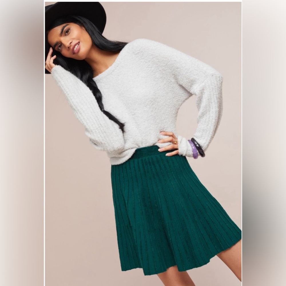 Anthropologie Meadow Rue Knit Skirt Size Small green flare Skater